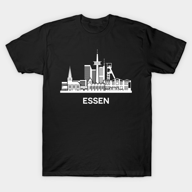 Essen Skyline, white T-Shirt by yulia-rb